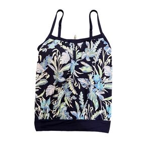 Lands End Floral Tankini Top Size 10 swim vacation beachy tropical cruise resort